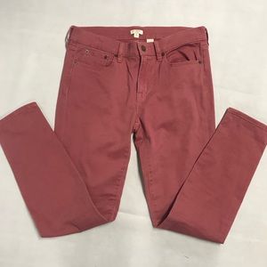 J Crew Dusty Rose Midrise Skinny Ankle Jeans 28
